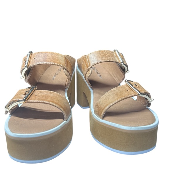 Antelope Tan Leather Double Buckle Platform Sandals Size 7 - Picture 10 of 11
